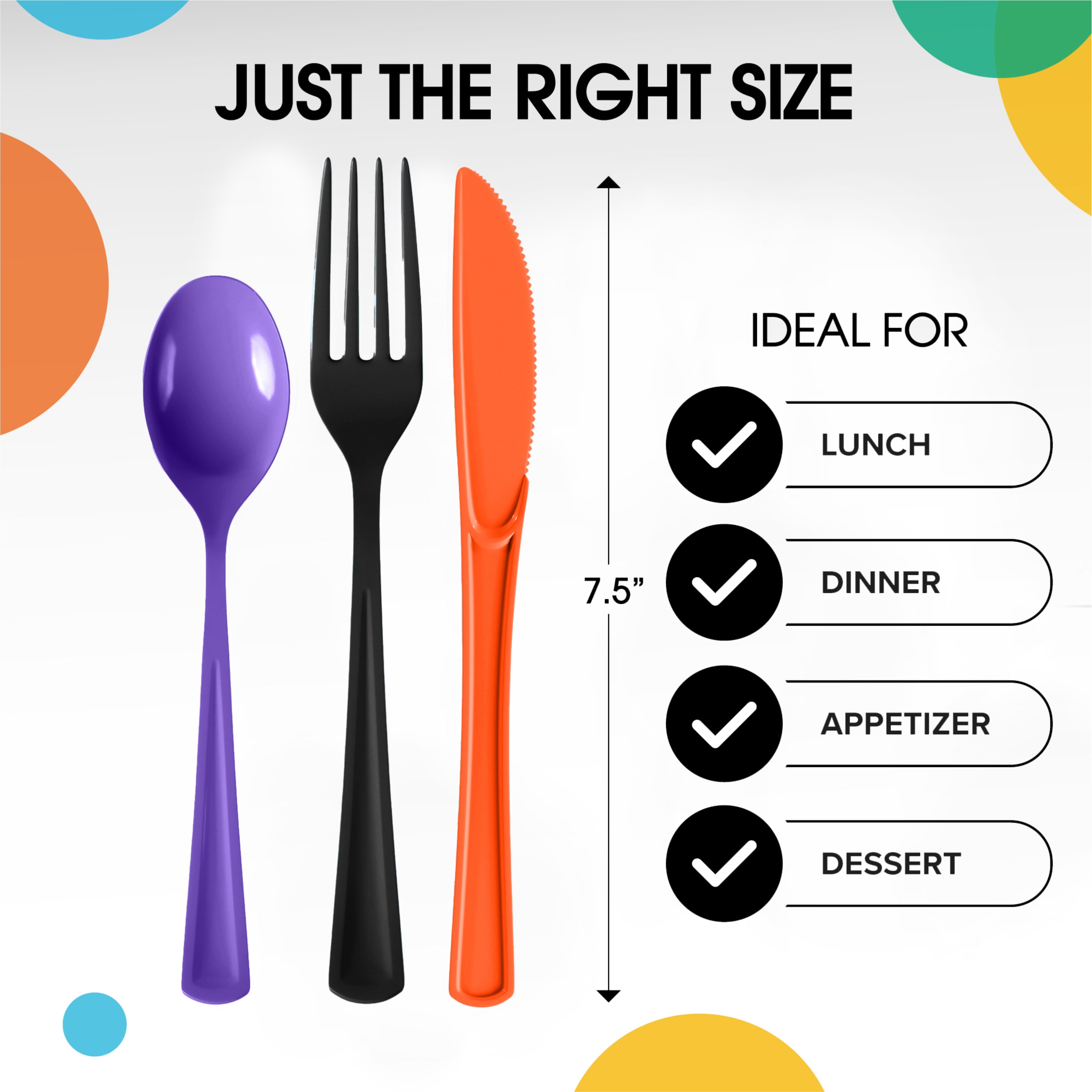150 Pc. Halloween Plastic Cutlery Combo Set | Orange & Black