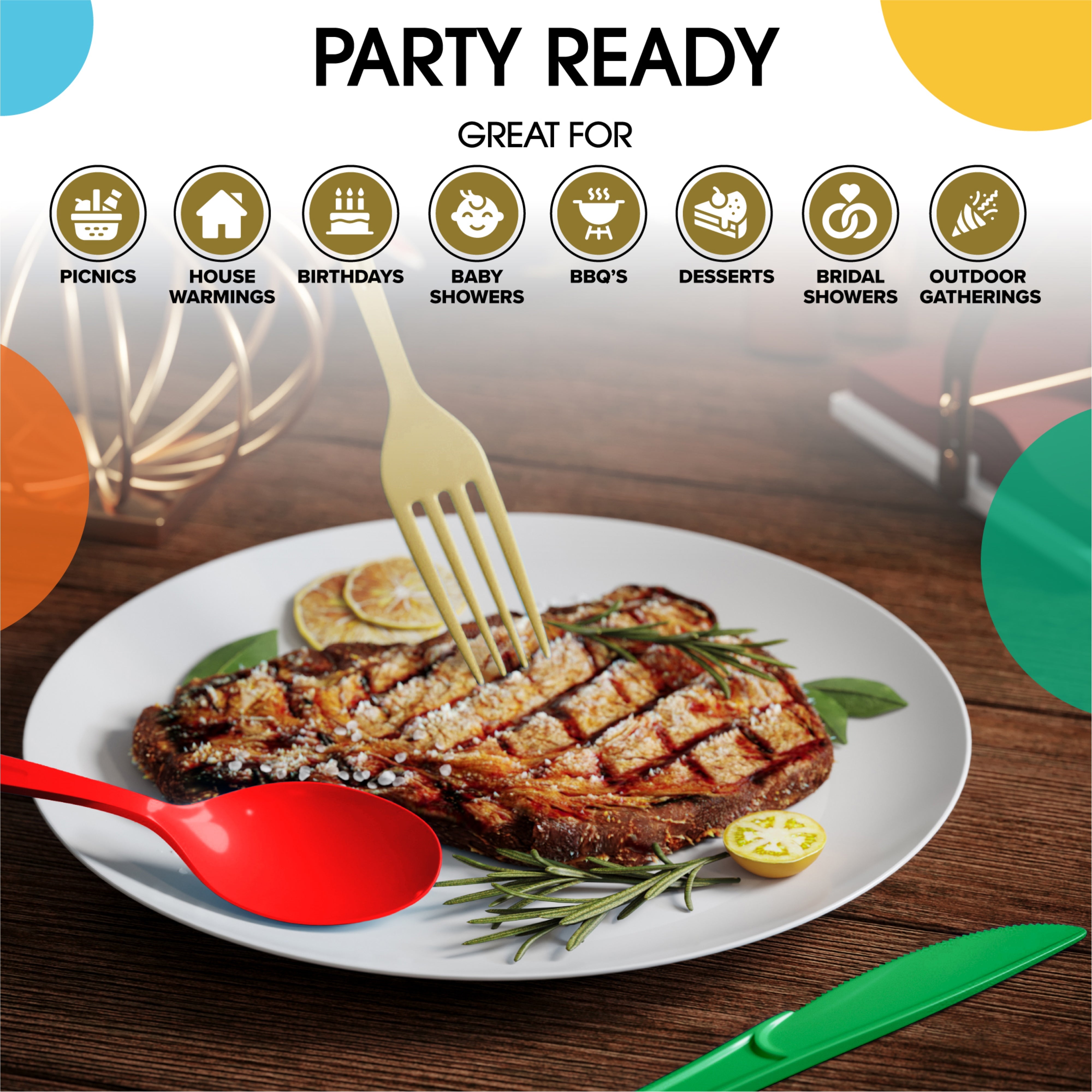 150 Pc. Christmas Plastic Cutlery Combo Set | Red & Green