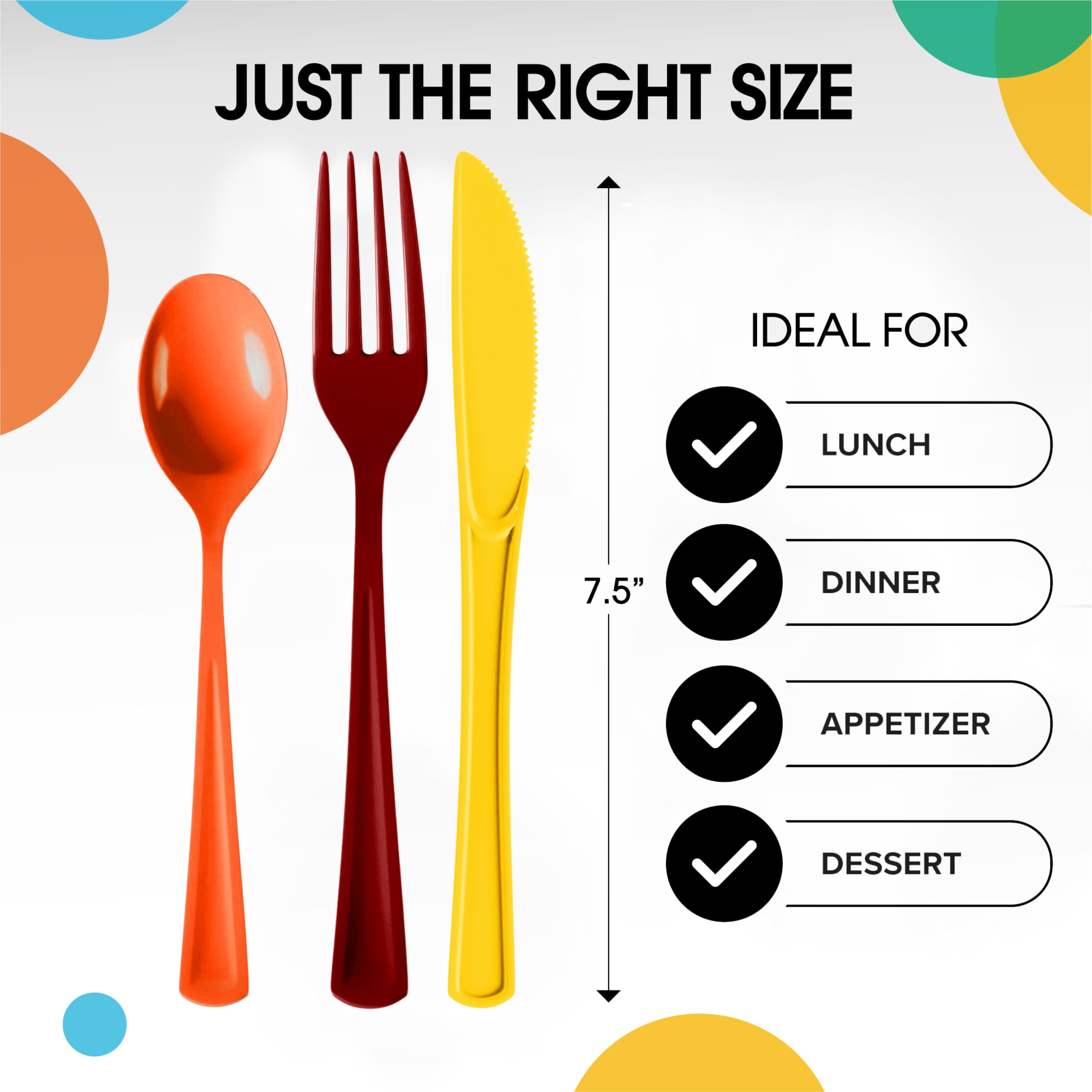 150 Pc. Thanksgiving Plastic Cutlery Combo Set | Fall Colors