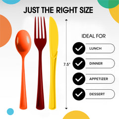 150 Pc. Thanksgiving Plastic Cutlery Combo Set | Fall Colors