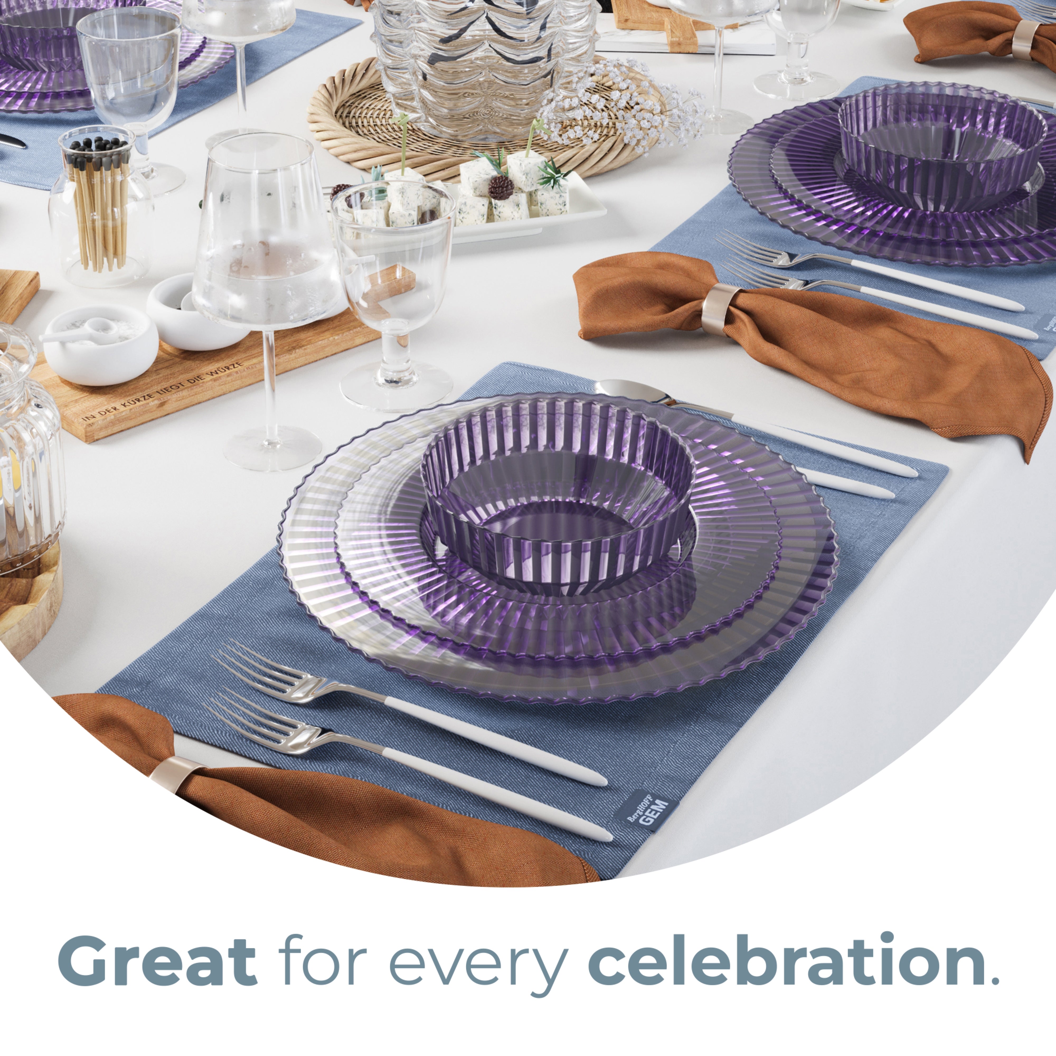 Gemstone Collection Amethyst 9 & 11 Inch Plates - 20 Ct. each