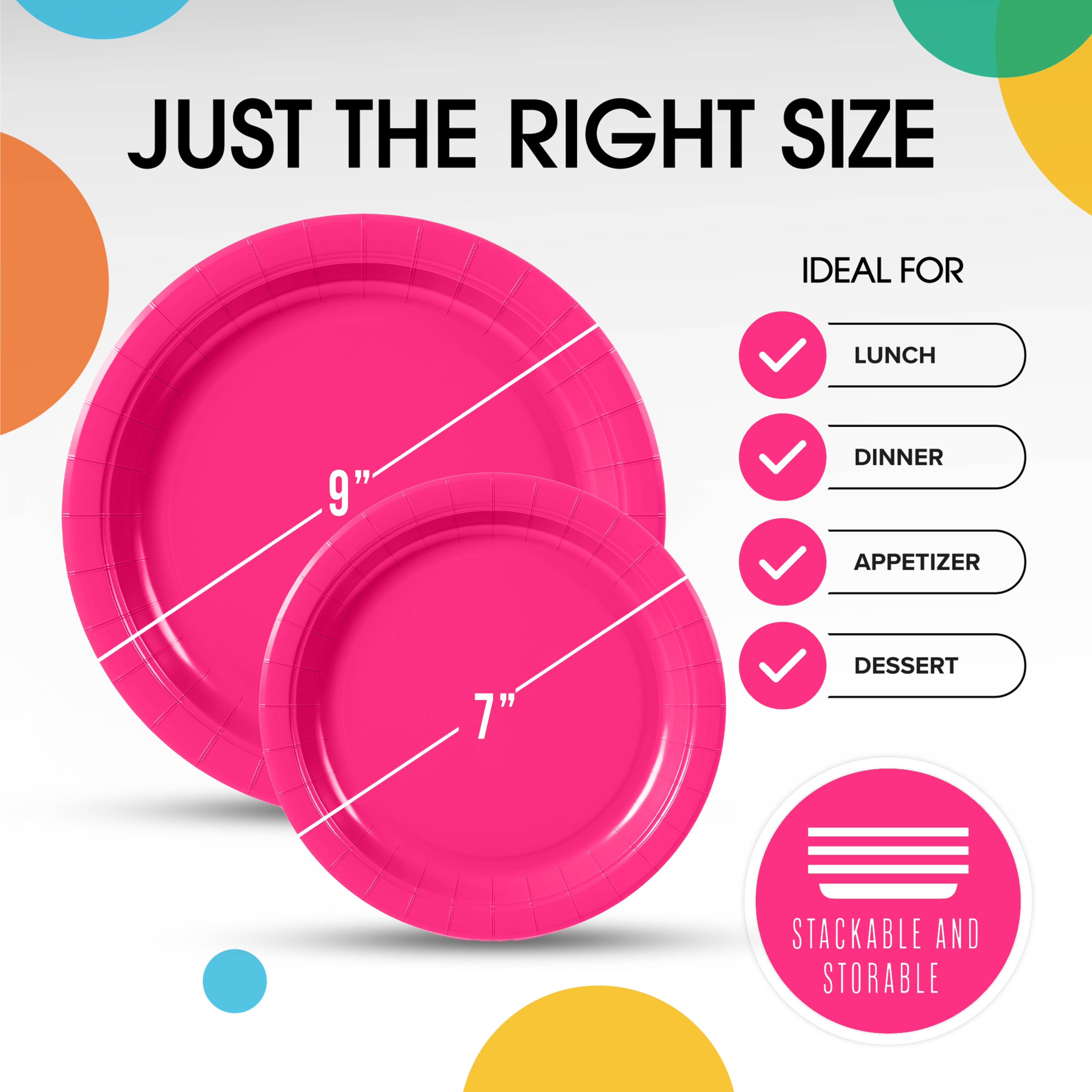 9 & 7 Inch. Cerise Paper Plates Combo - 200 Pack (100 of each)