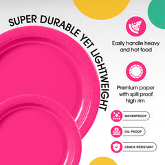 9 & 7 Inch. Cerise Paper Plates Combo - 200 Pack (100 of each)