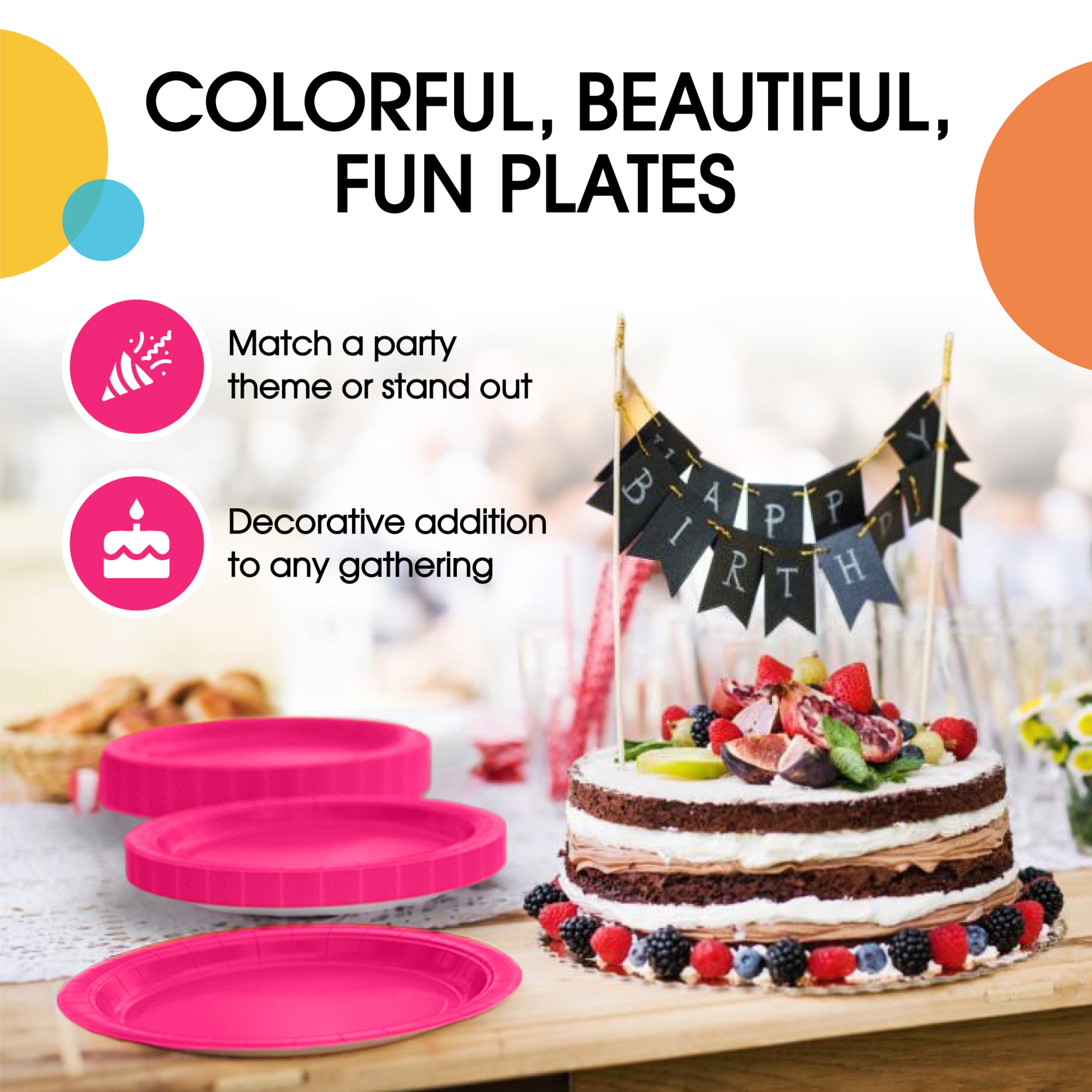 9 & 7 Inch. Cerise Paper Plates Combo - 200 Pack (100 of each)