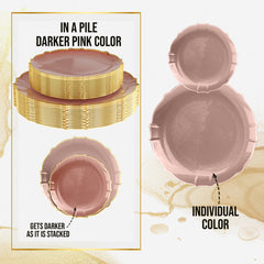 Pink/Gold Petal Plates - Combo Pack 20/20