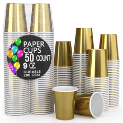 9 oz. Gold Paper Cups - 50 Ct.