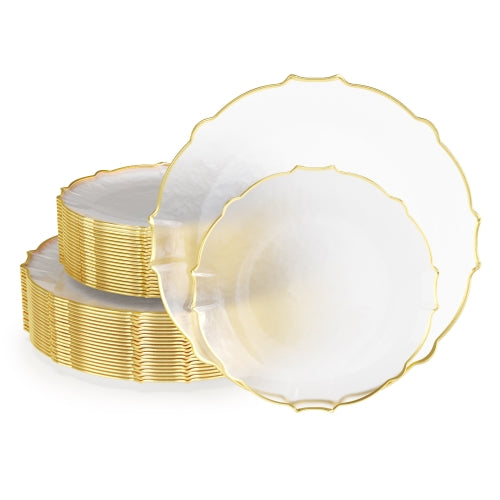 Clear/Gold Petal Plates - Combo Pack 20/20