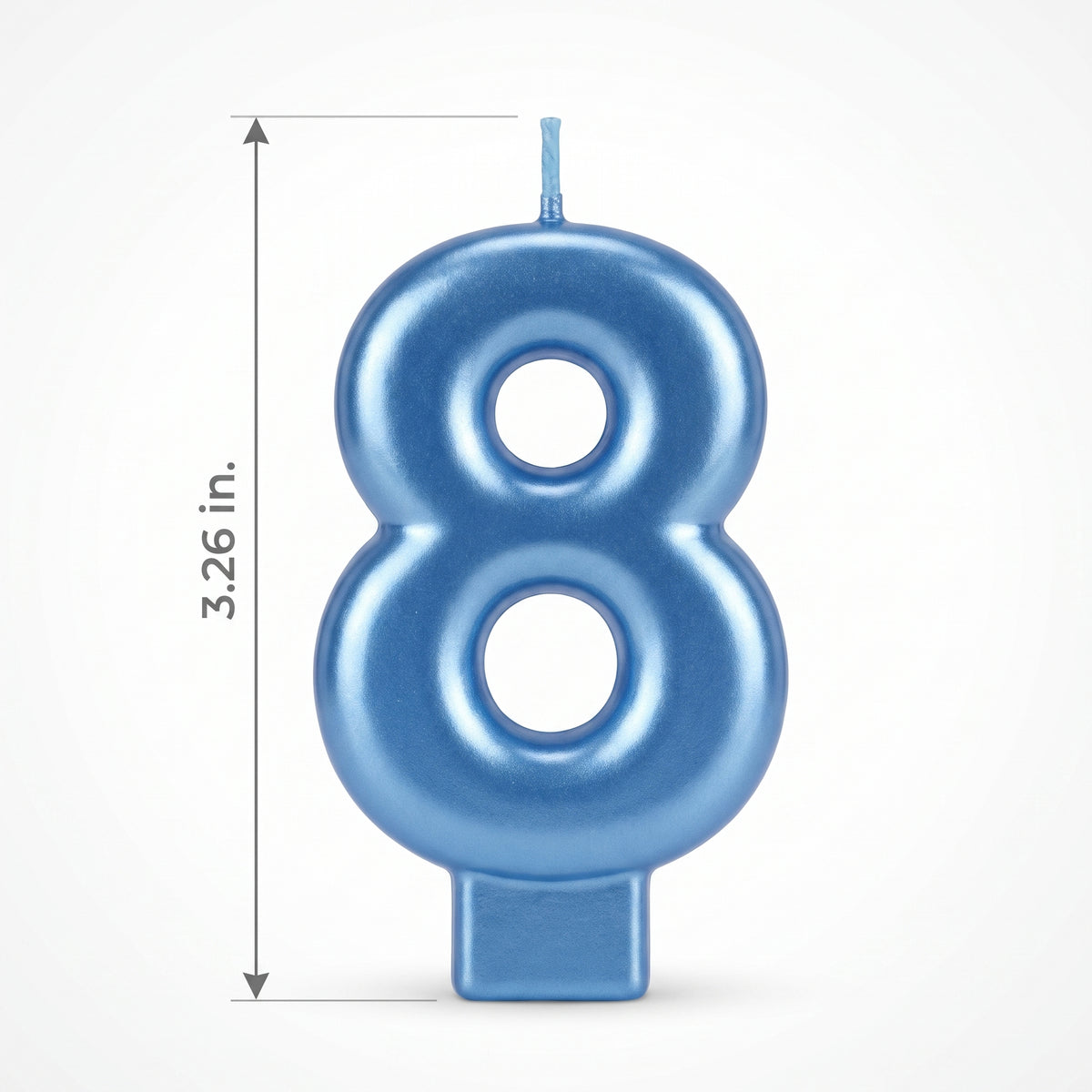 Royal Blue Metallic Number 8 Birthday Candle, 3.26-Inch