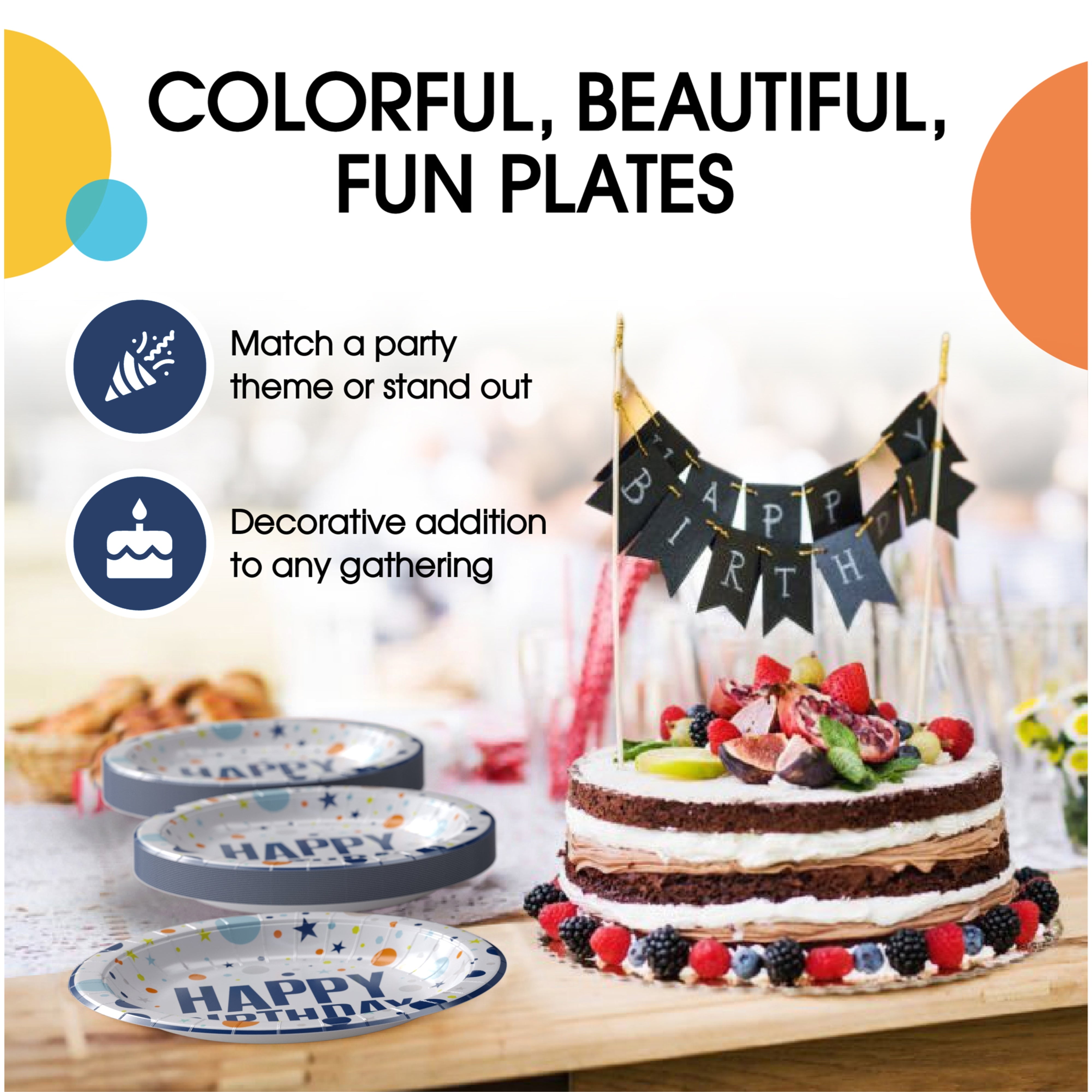 9 & 7 Inch. Blue Birthday Paper Plates Combo - 200 Pack (100 of each)