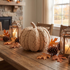 Tan Terry Herringbone 7" Pumpkin Decoration