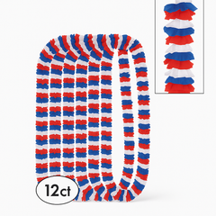 Patriotic Red, White, & Blue Leis - 12 Pack