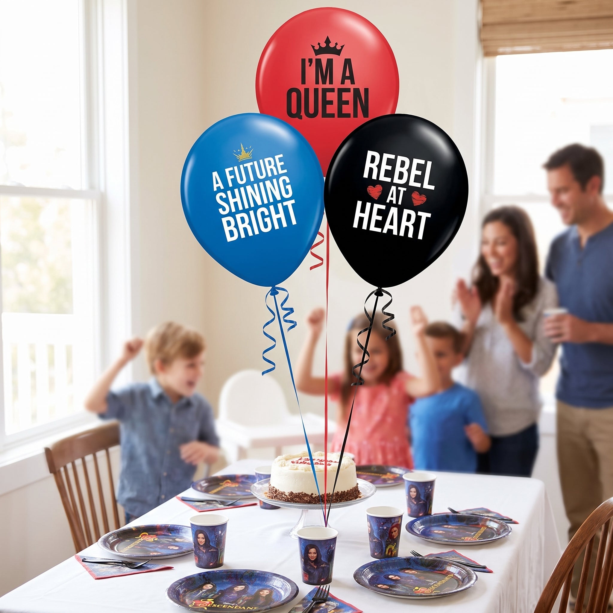 Disney Descendants 4 Latex Balloons, 12-Inch, 6-Pack for Kids Birthday Party