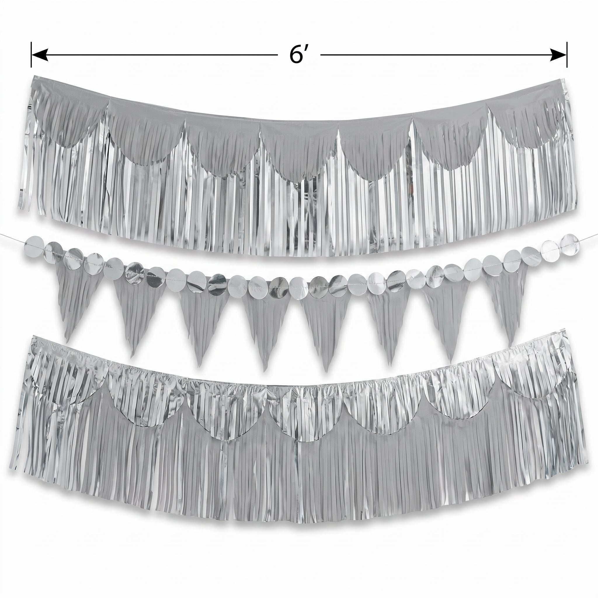 Silver Fringe Banner Kit - Metallic Party Backdrop Decoration