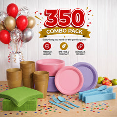 350 Pcs Pastel Disposable Tableware Set