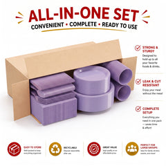 350 Pcs Lavender Plastic Disposable Tableware Set