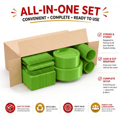 350 Pcs Lime Green Plastic Disposable Tableware Set