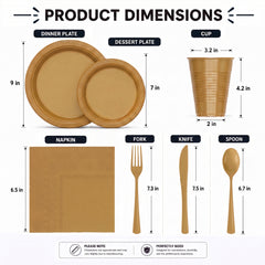 350 Pcs Gold Plastic Disposable Tableware Set