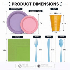 350 Pcs Pastel Disposable Tableware Set