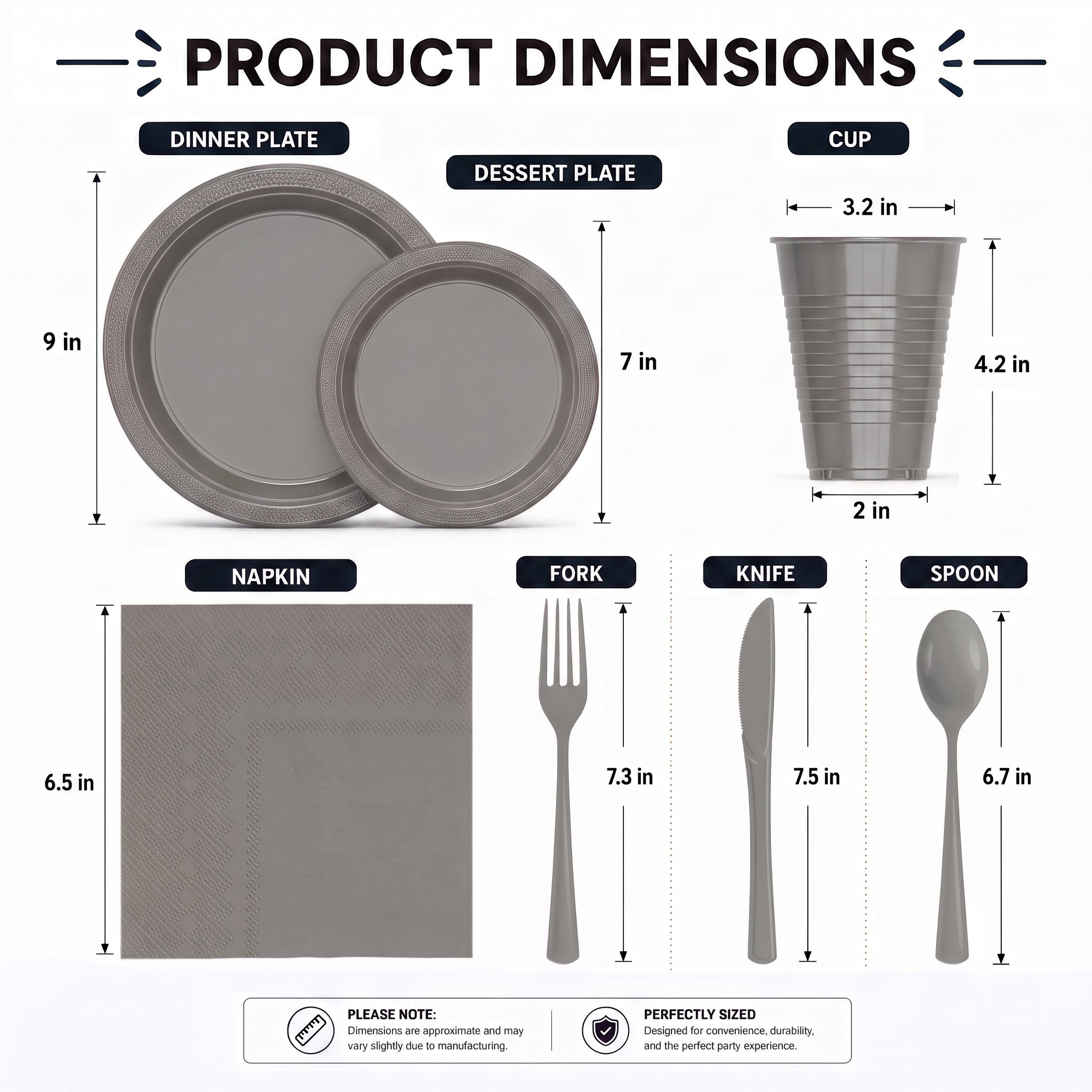 350 Solid Color Tableware Combo | silver