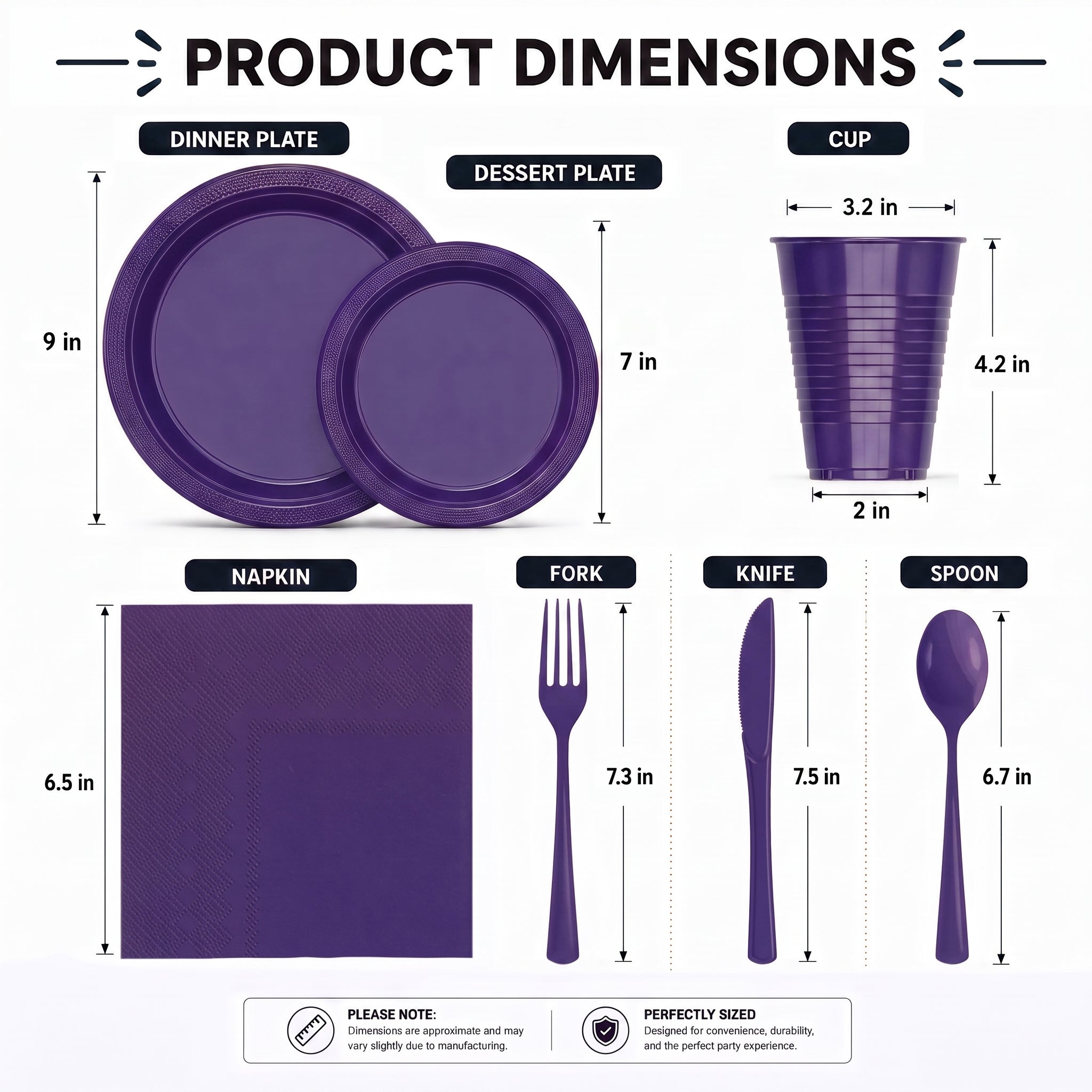 350 Pcs Navy Blue Disposable Tableware Set