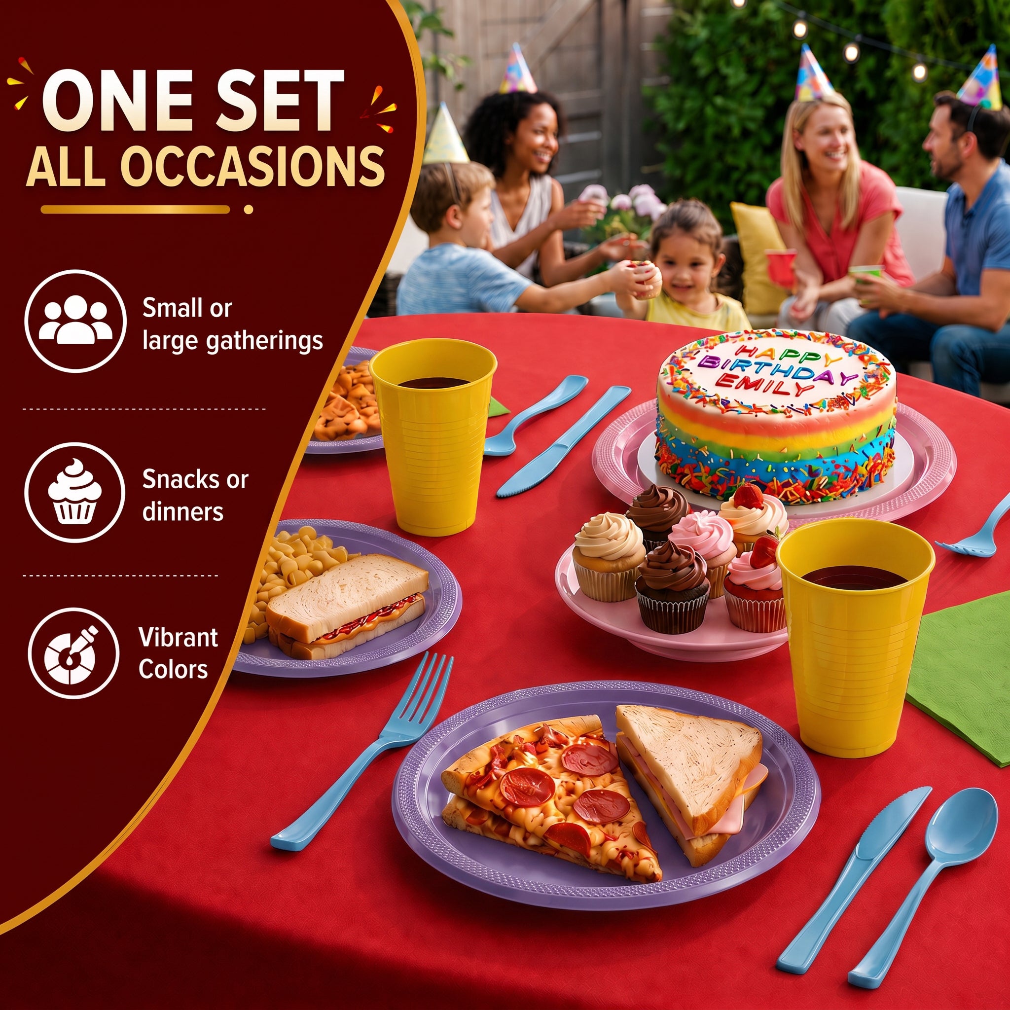 350 Pcs Pastel Disposable Tableware Set