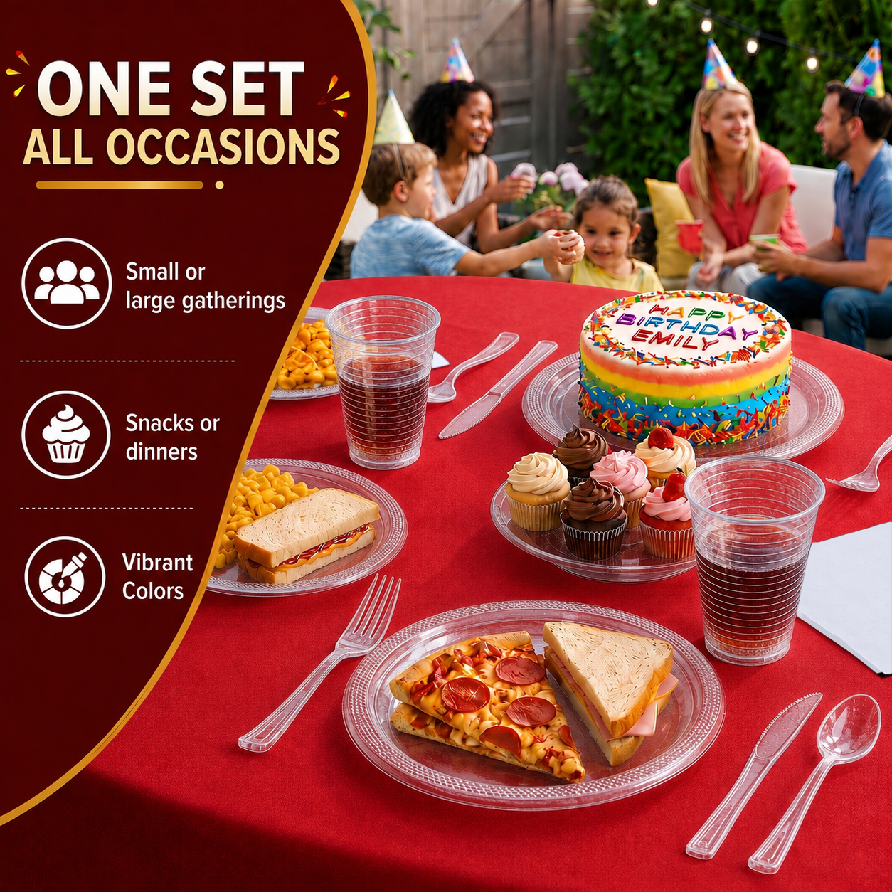 350 Pcs Clear Plastic Disposable Tableware Set