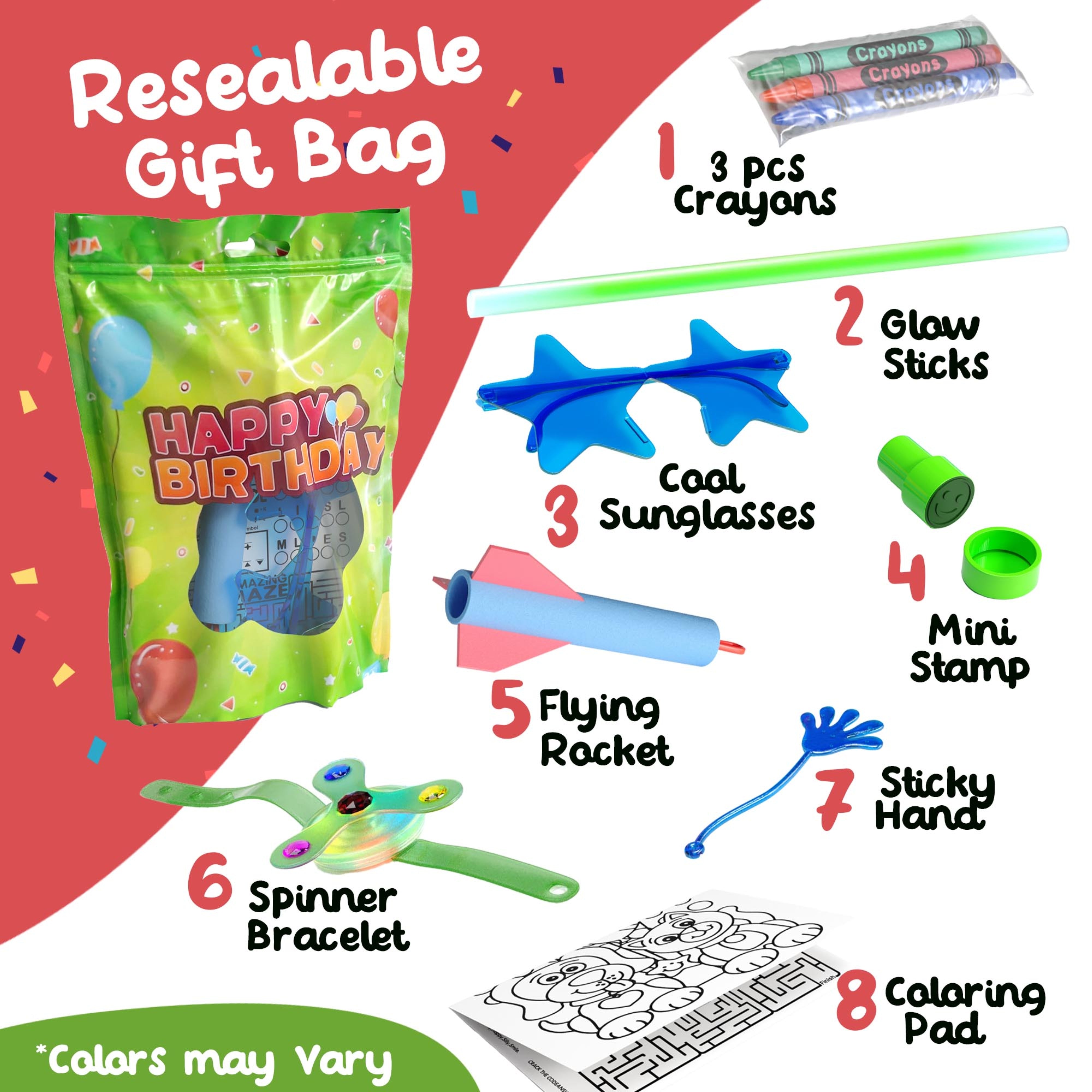 10 Pack of 8 Piece Premium Goody Bag