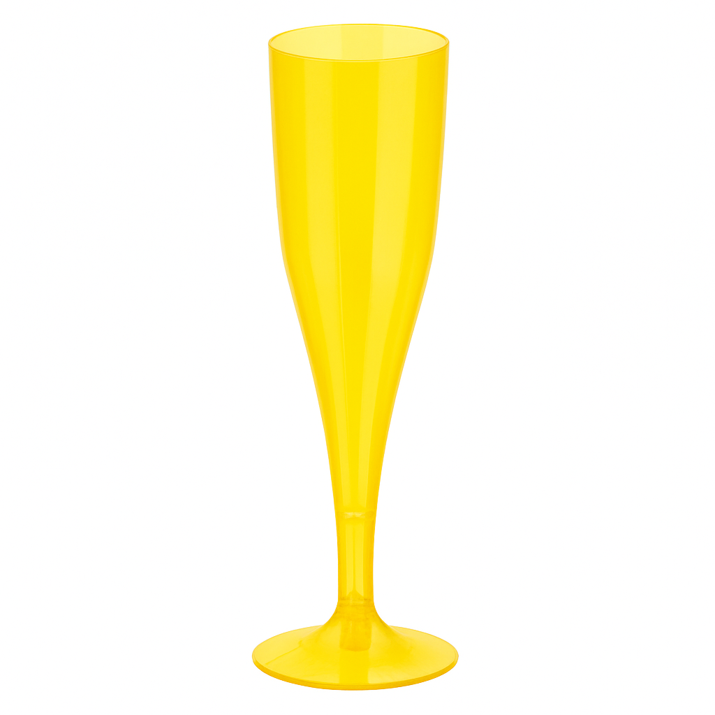 Vibrant Yellow Plastic Champagne Flute - 5.5 oz
