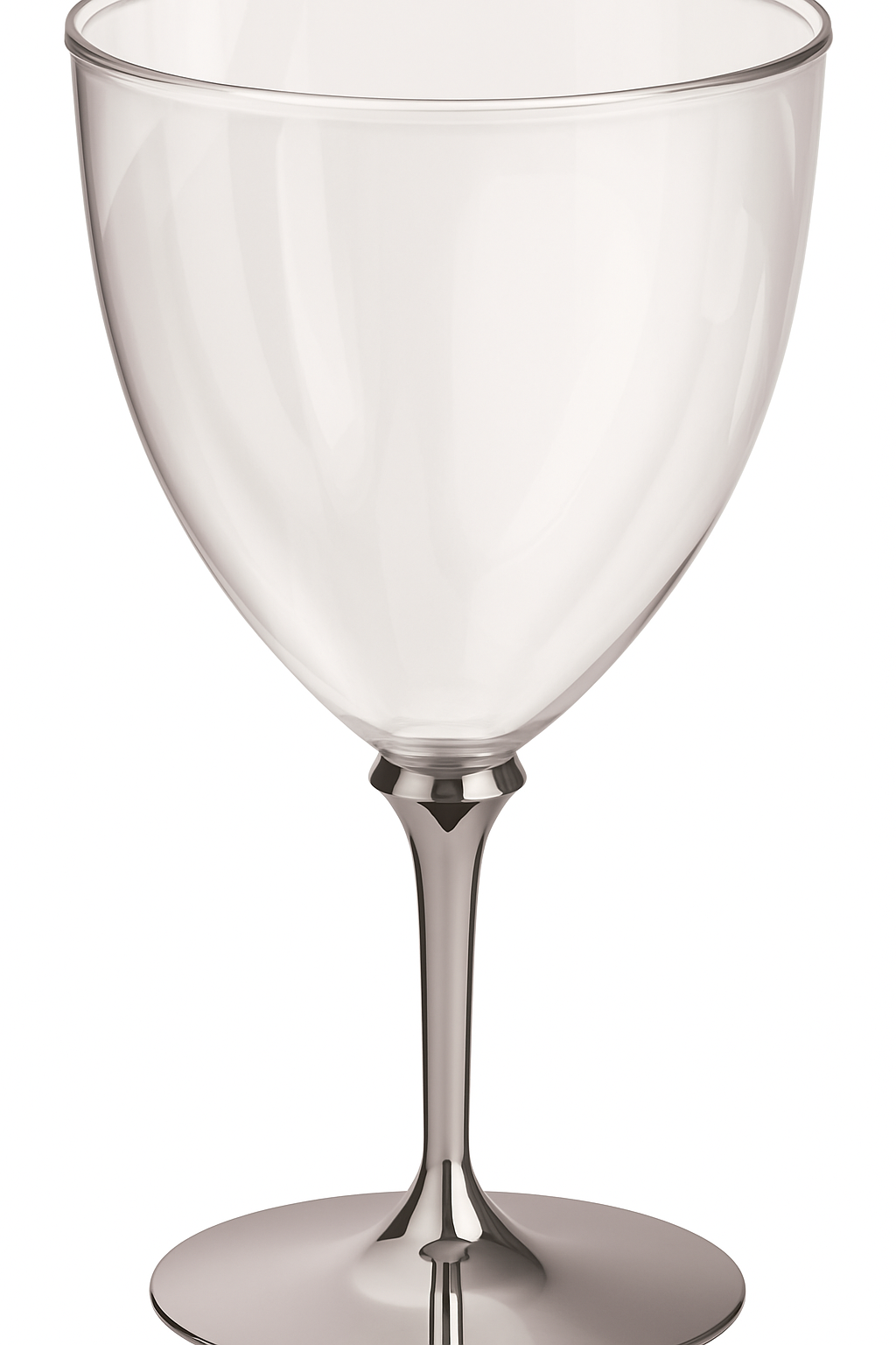 Silver Metallic Base Premium Plastic Wine Glasses ‚Äì 7 oz, Set of 8