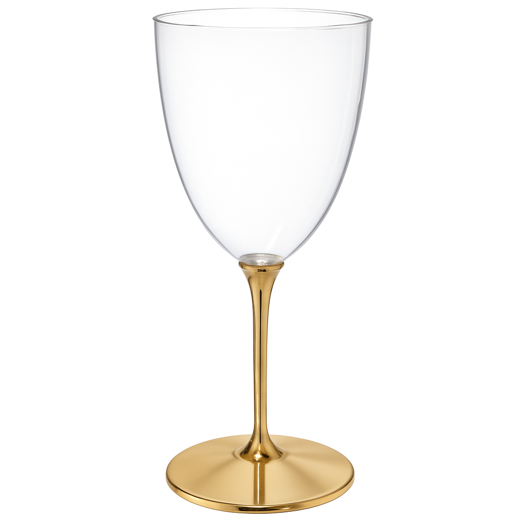 Elegant Gold Premium Plastic Wine Goblets - 7 oz, 20-Pack
