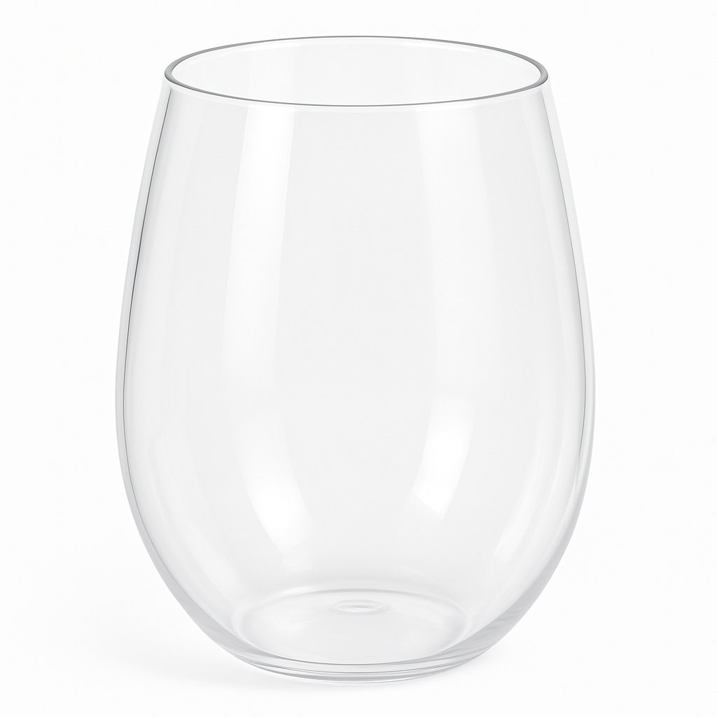 Premium Stemless Clear Wine Glasses - Durable Plastic, 12 oz, Pack of 20