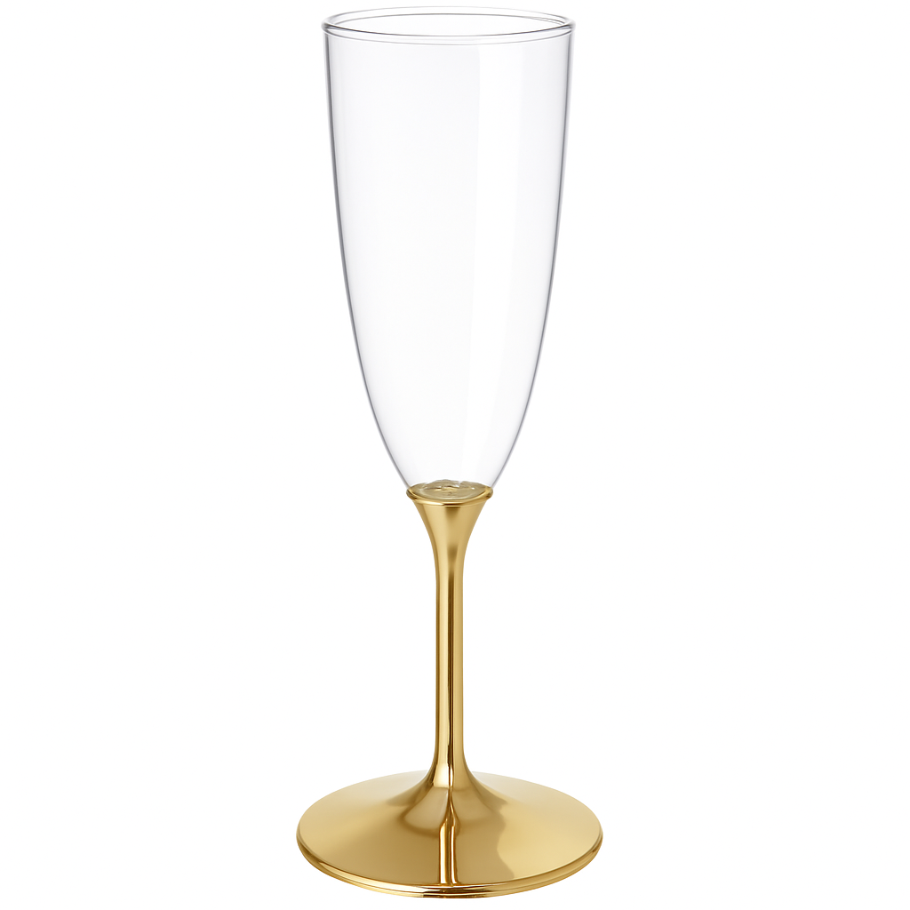 Gold Plastic Champagne Flutes - 4.5 oz, 20-Pack