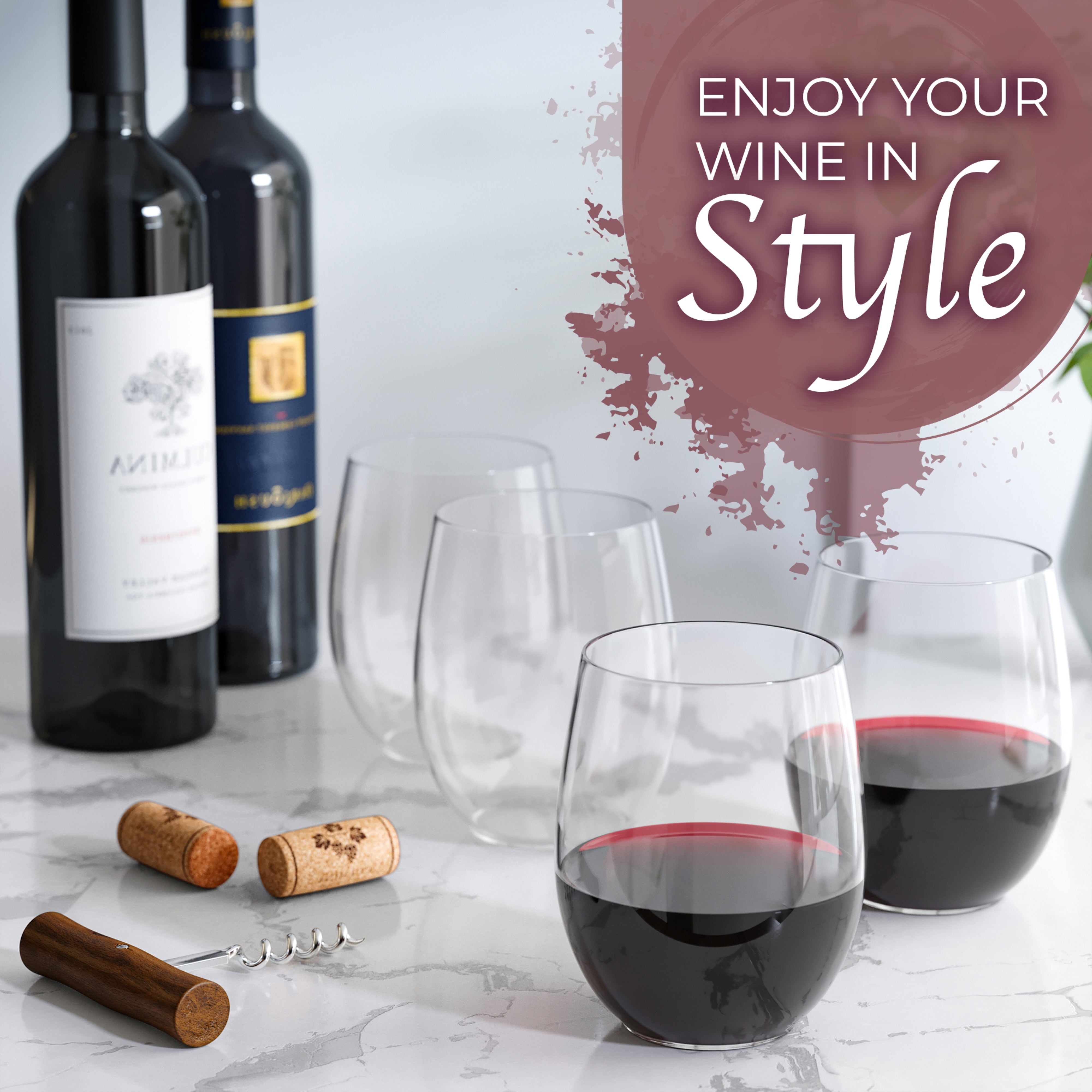 12 Oz. Stemless Wine Tumbler 24 Count | Clear