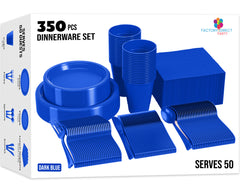 350 Pcs Dark Blue Plastic Disposable Tableware Set