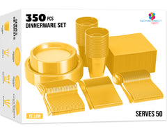 350 Pcs Yellow Disposable Tableware Set