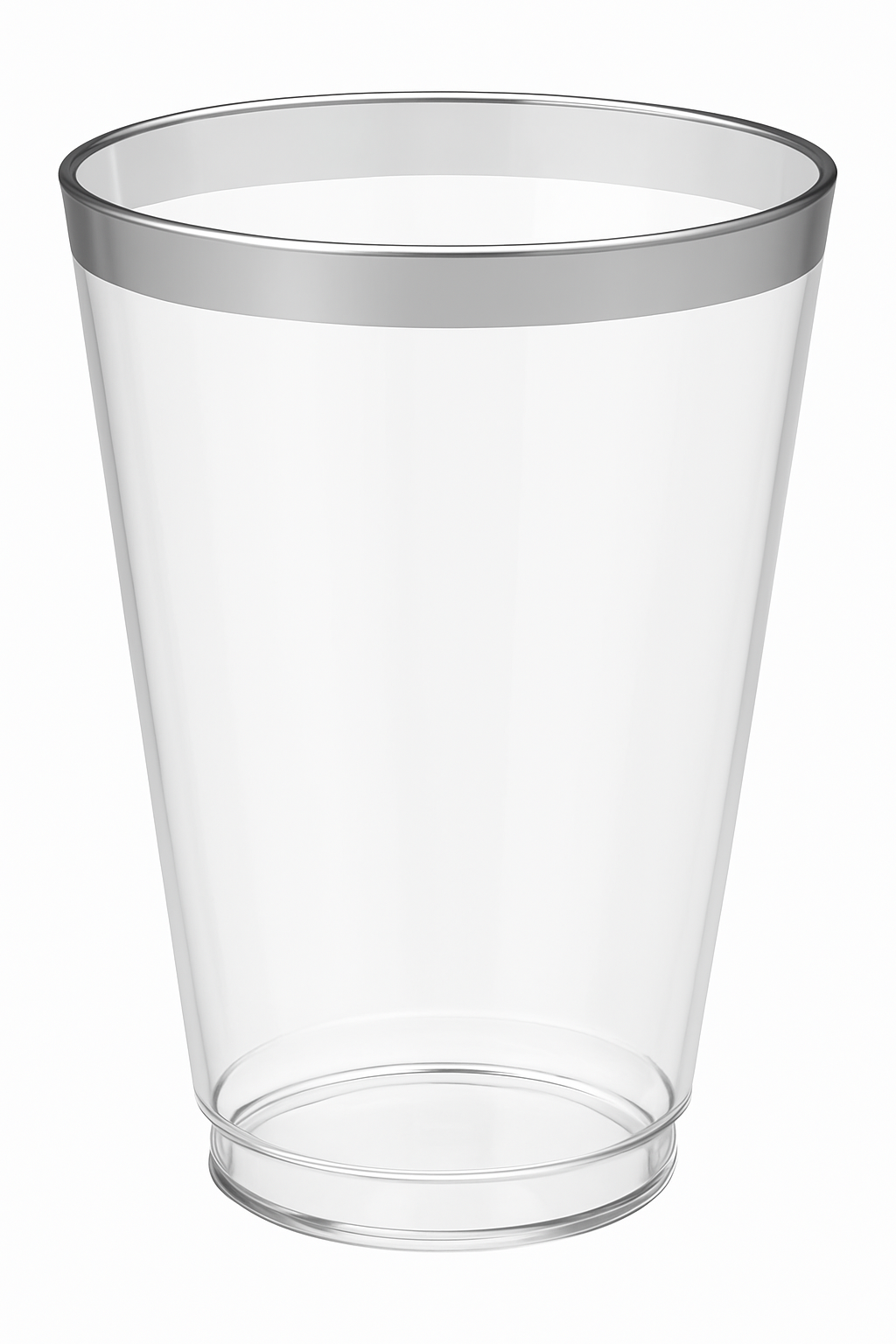Elegant Silver Trim Plastic Tumblers, 16 oz, Pack of 16