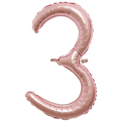 Rose Gold Script Number 3 Balloon - 8-Inch Air-Filled Foil