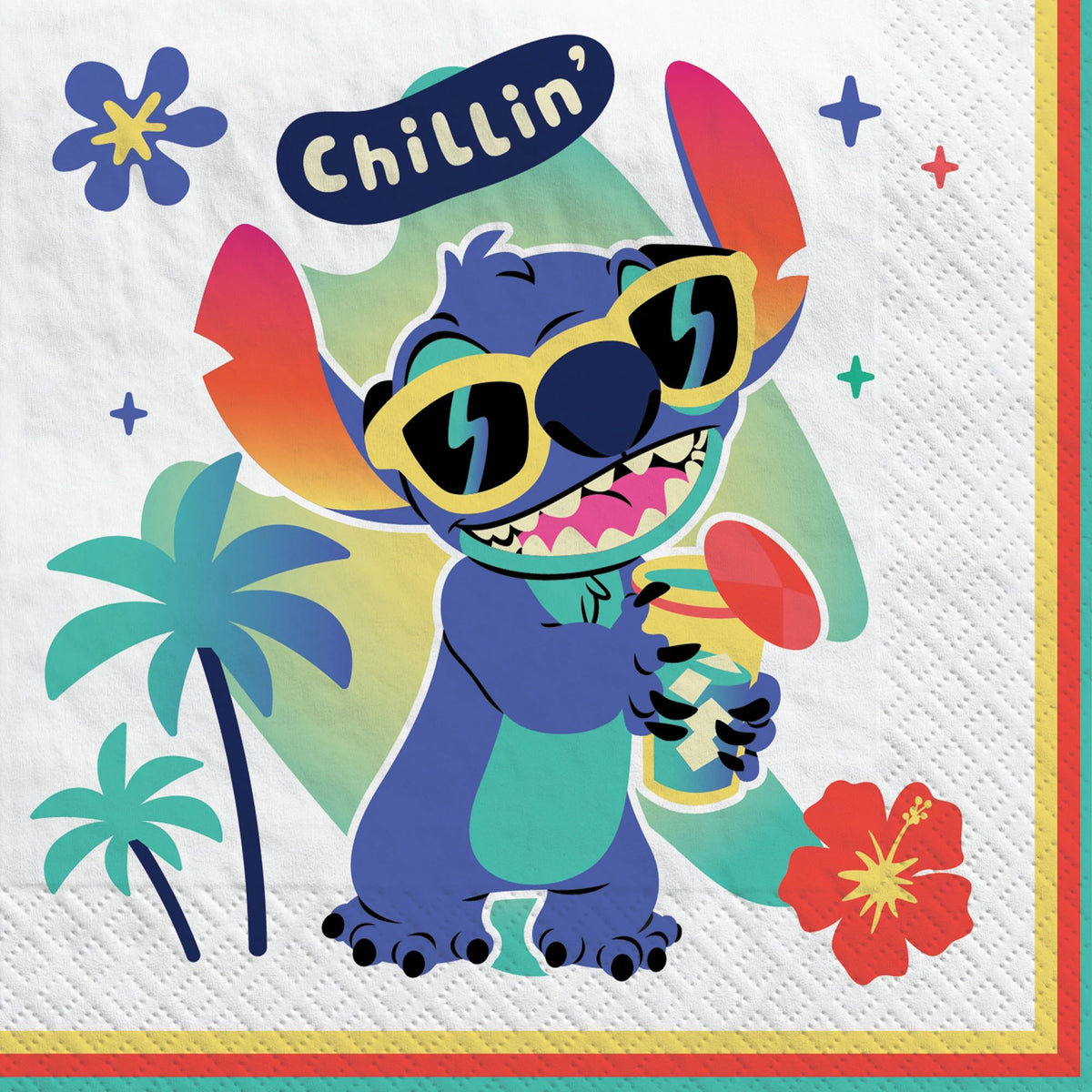Disney Lilo & Stitch "Chillin'" Beverage Napkins - 16 Pack - 5 In. X 5 In.
