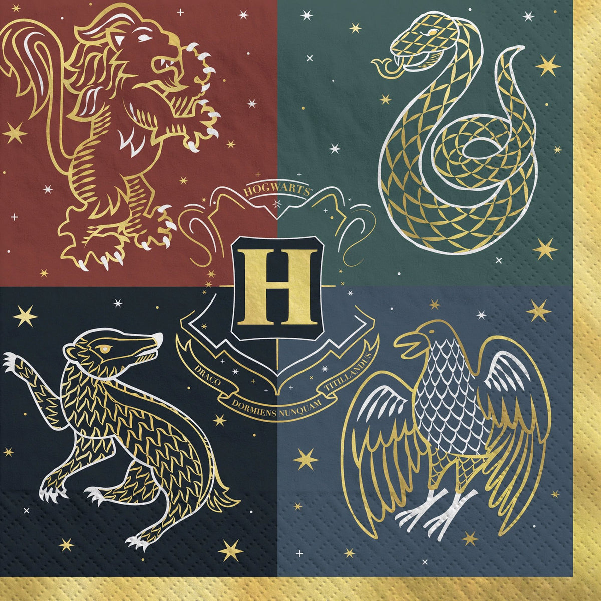 Harry Potter Hogwarts House Lunch Napkins - 6.5 In. x 6.5 In. - 16 Pack