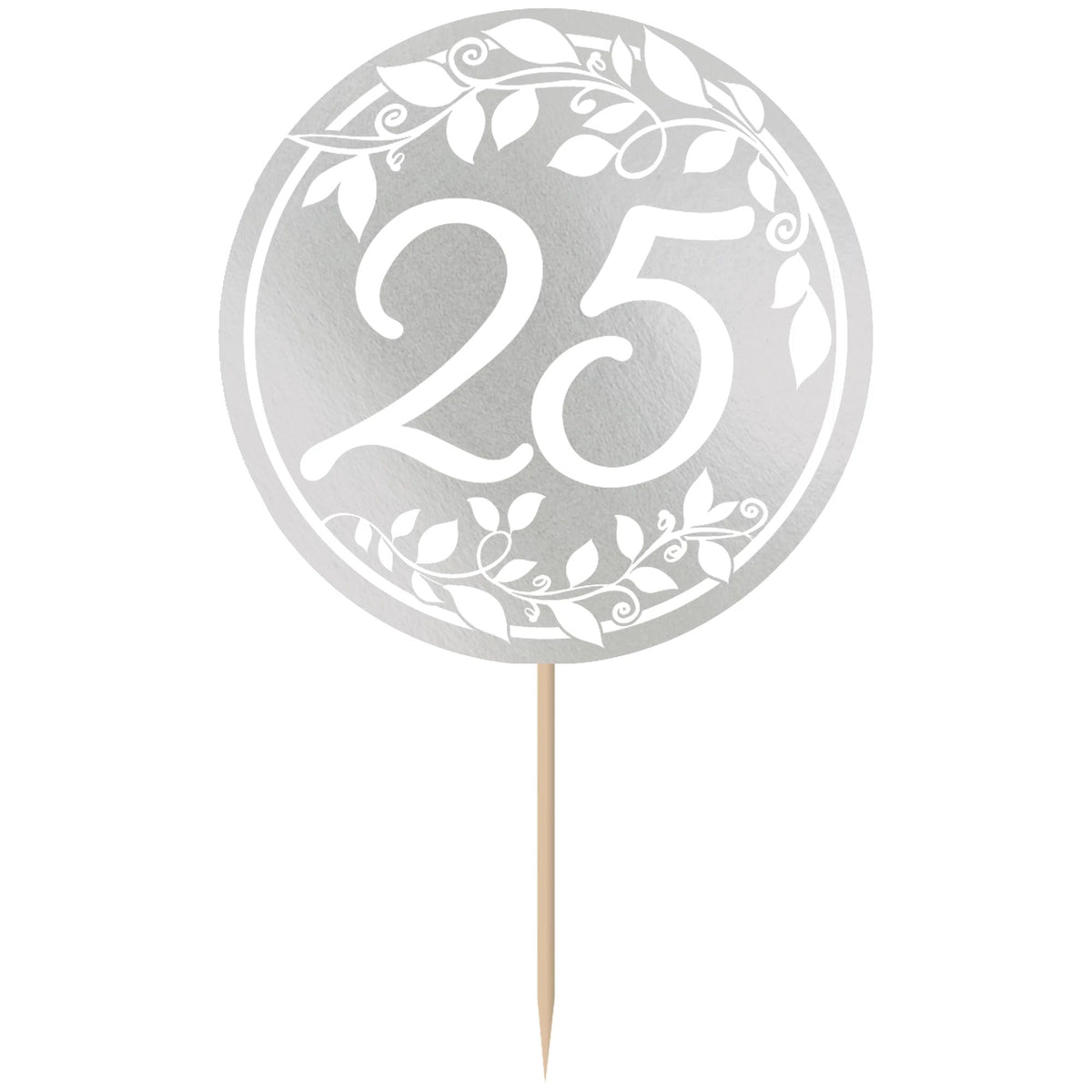 25th Anniversary Silver Party Picks - 3.5-Inch, 24 Pack