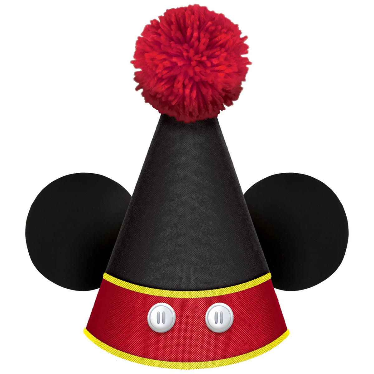 Deluxe Mickey Mouse Cone Party Hat with Ears and Pom Pom