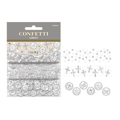 White & Silver Holy Day Confetti - Religious Table Decor