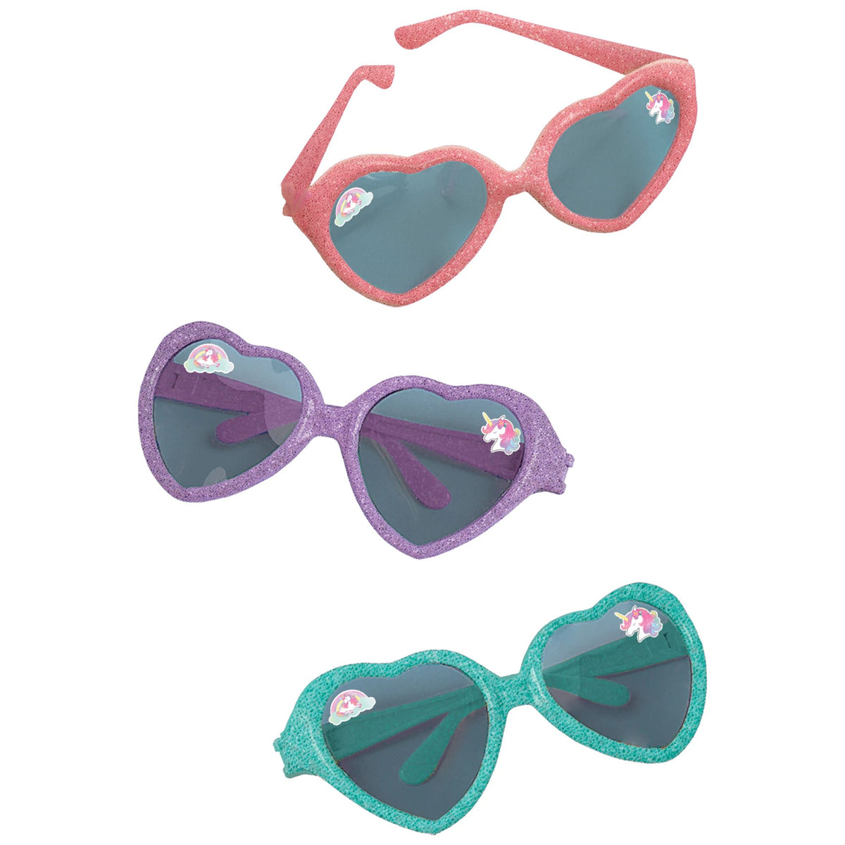 Enchanted Unicorn Glitter Glasses - Heart-Shaped Sunglasses, 8-Pack