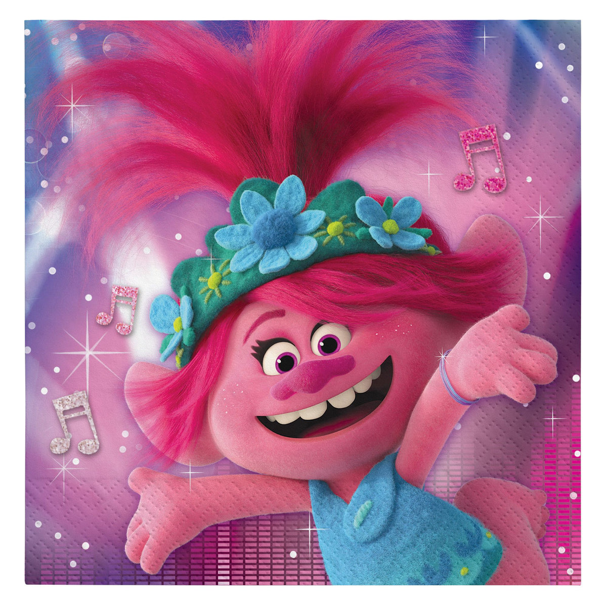 Trolls World Tour Poppy Lunch Napkins - 16-Pack, 6.5-Inch, 2-Ply
