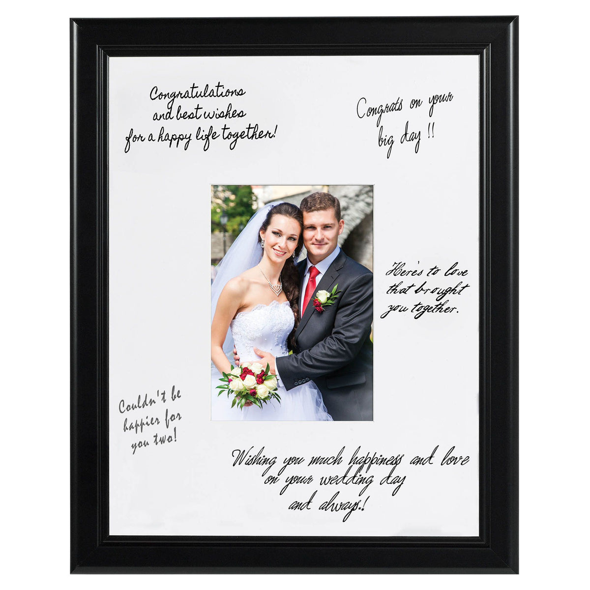 Black Wedding Autograph Photo Frame with Easel Stand