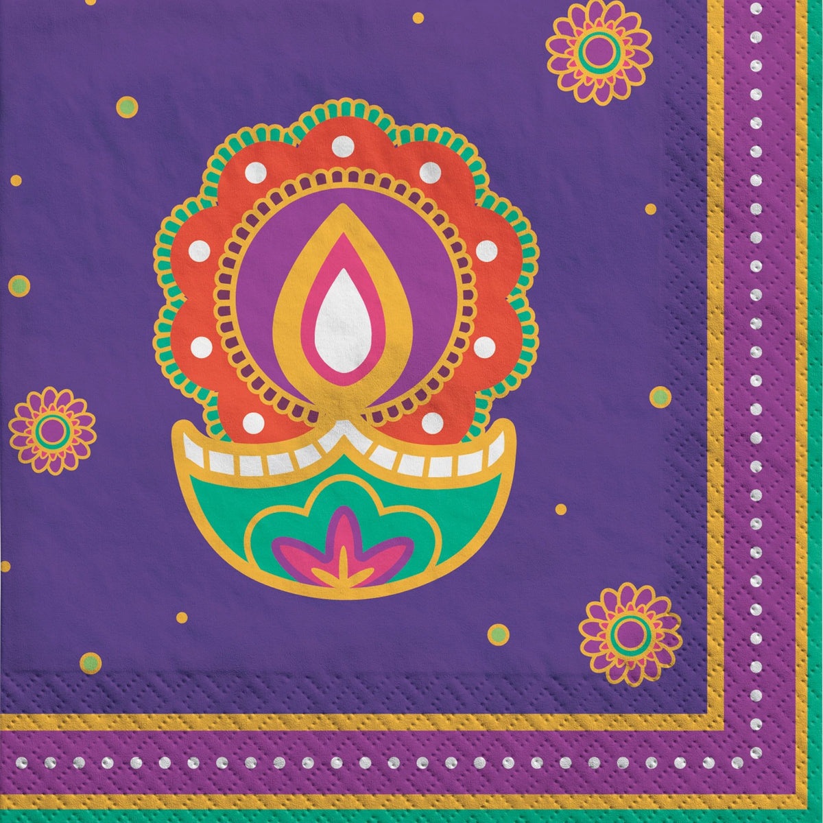 Diwali Rangoli Dream Beverage Napkins - 16 Pack - 5 In. X 5 In.