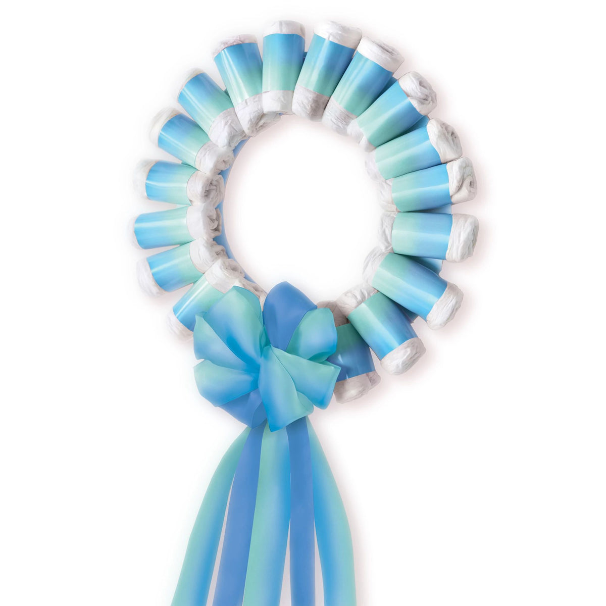 Blue Diaper Wreath Decoration for Baby Shower