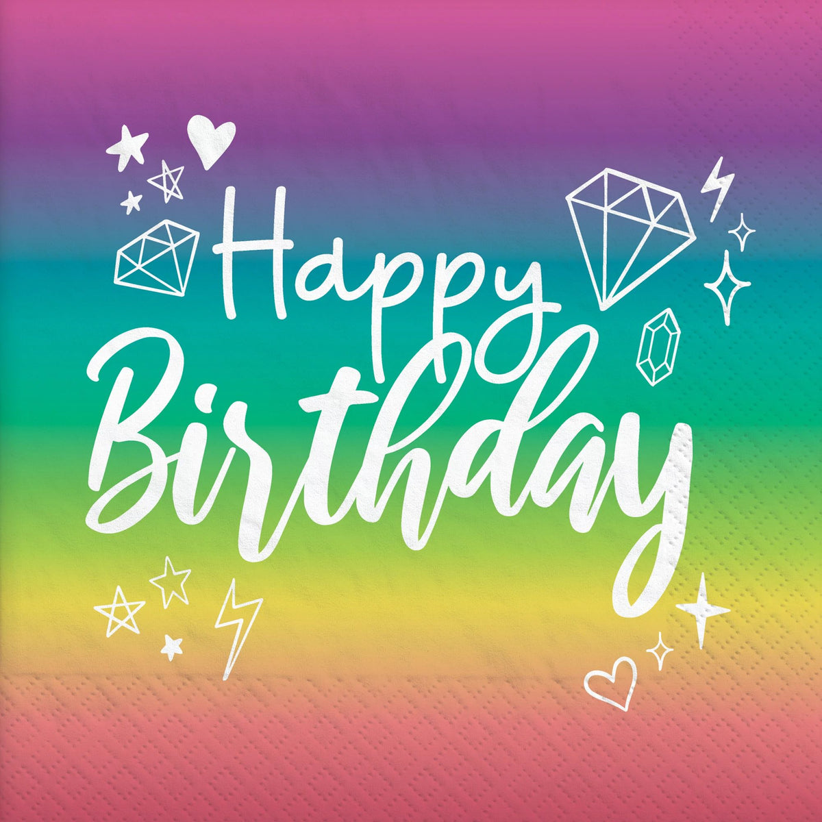 Sparkle "Happy Birthday" Lunch Napkins, Multi-Colored, 6.5-Inch, 16-Pack