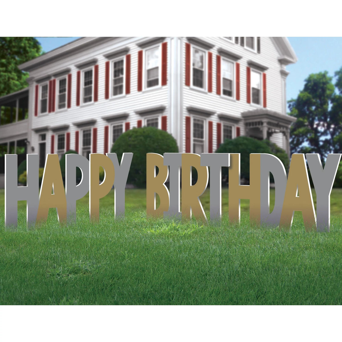 Gold & Silver Happy Birthday Yard Sign