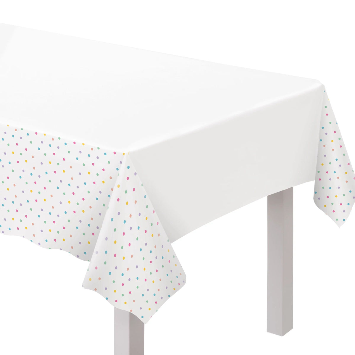 Spa Party Polka Dot Plastic Table Cover, 54" x 96" for Kids Birthday
